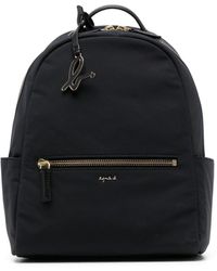 agnès b. - Logo-plaque Leather-trim Backpack - Lyst