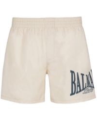 Balmain - Logo-Print Swim Shorts - Lyst