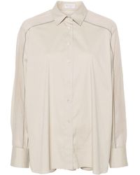 Brunello Cucinelli - Sheer-sleeves Button-up Shirt - Lyst