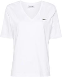 Lacoste - T-Shirt Mit Logo-Stickerei - Lyst