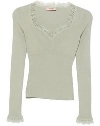Twinset - Lace-Trim Ribbed Jumper - Lyst