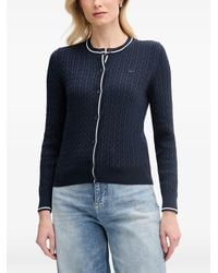 Lacoste - Cardigan Rayé En Maille Torsadée - Lyst