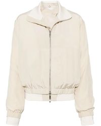 Helmut Lang - Neutral Silk Bomber Jacket - Lyst