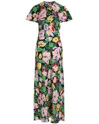RIXO London - Aryella Floral-Print Midi Dress - Lyst
