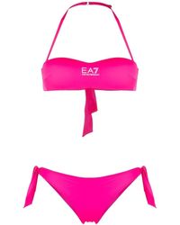 EA7 - Bikini mit Logo-Print - Lyst
