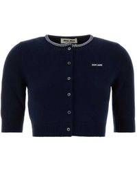 Miu Miu - Cotton Cropped Cardigan - Lyst