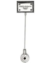 Dolce & Gabbana - Logo-Plaque Rhinestone-Embellished Brooch - Lyst