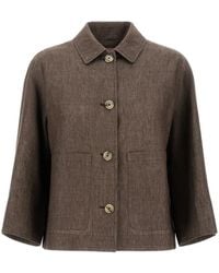 Herno - Chaqueta De Lino Con Cierre De Botón - Lyst