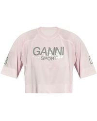 Ganni - Performance-Cropped-Top mit Logo - Lyst