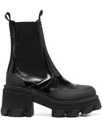Ganni - Stiefeletten Mit Logo-Prägung - Lyst