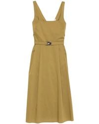 Carla G - Belted Pleated Midi Dress - Lyst