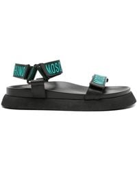 Moschino - Embroidered-logo Leather Sandals - Lyst