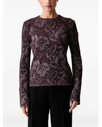Liu Jo - Floral-Jacquard Lamé Sweater - Lyst