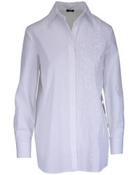 Kiton - Floral-Embroidered Box-Pleat Blouse - Lyst
