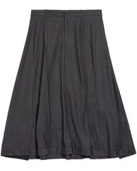 Balenciaga - Pinstripe-pattern Midi Wool Skirt - Lyst