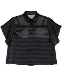 Sacai - Mesh Striped Blouse - Lyst