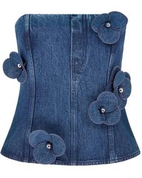 David Koma - 3D Flower Denim Corset Top - Lyst