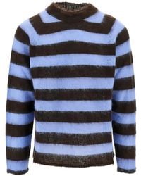 Emporio Armani - Striped Mohair-Blend Sweater - Lyst