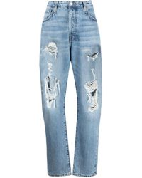 FRAME - Ripped Straight-leg Jeans - Lyst