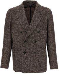 Tagliatore - Blazer Met Dubbele Rij Knopen En Micro-Patroon - Lyst