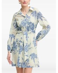 Guess - Floral-Print Belted Shirt Dress - Lyst