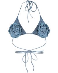 Magda Butrym - Haut de bikini en jean à fleurs appliquées - Lyst