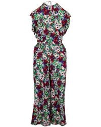 Marni - Floral-Print Silk Midi Dress - Lyst