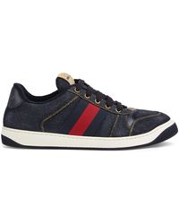 Gucci - Screener Jeans-Sneakers mit Schnürung - Lyst