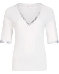 Liu Jo - Rhinestone Appliqué V-Neck T-Shirt - Lyst