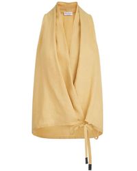 Brunello Cucinelli - Linen Wrap Effect Vest With Monili - Lyst