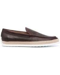 Tod's - Almond-toe leather loafers - Lyst