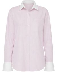Mother - The Romie Frenchie Gestreepte Blouse Met Contrasterende Afwerking - Lyst