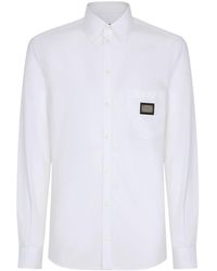 Dolce & Gabbana - Katoenen Overhemd Met Logo Label - Lyst