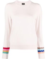 PS by Paul Smith - Stripe-detail Fine-ribbed Jumper - Lyst