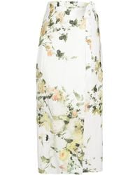 Erdem - Hermia Linen Midi Skirt - Lyst