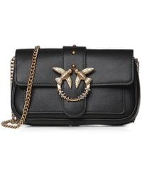 Pinko - Love Bag Pocket Small Leather Shoulder Bag With Jewel Buckle - Lyst