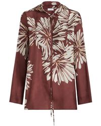 Brunello Cucinelli - Silk Bloom Print Pongee Shirt With Hood - Lyst