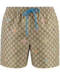 Gucci Monogram Bee Embroidery Swim Shorts in Red for Men | Lyst