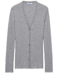 Prada - Ribbed Cashmere Cardigan - Lyst
