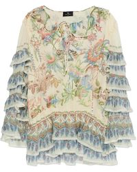 Etro - Silk Dress With Botanical Motif - Lyst