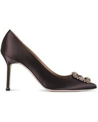 Manolo Blahnik - Hangisi 90 Satin Embellished Pumps - Lyst