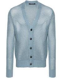 Tagliatore - V-neck Crochet-knit Cotton Cardigan - Lyst
