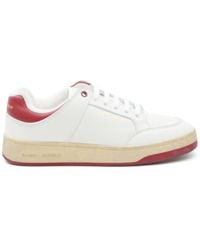 Saint Laurent - Crimson Leer Geperforeerde Sneakers - Lyst