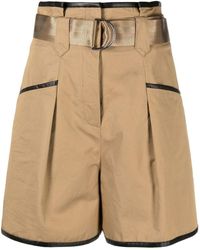 Self-Portrait Tailored Contrasting Trim Shorts - Natural