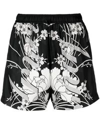Amiri - Floral-Print Silk Track Shorts - Lyst