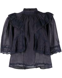 Isabel Marant - Floral-embroidered Ruffle Blouse - Lyst