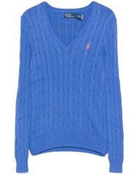 Polo Ralph Lauren - Cable-knit Cotton V-neck Sweater - Lyst