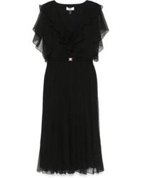 Nissa - Floral-Appliqué Silk Midi Dress - Lyst