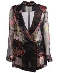 Shirtaporter - Coral-Print Long-Sleeve Silk Blazer - Lyst