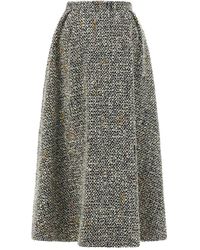 Alessandra Rich - Embellished Tweed Midi Skirt - Lyst